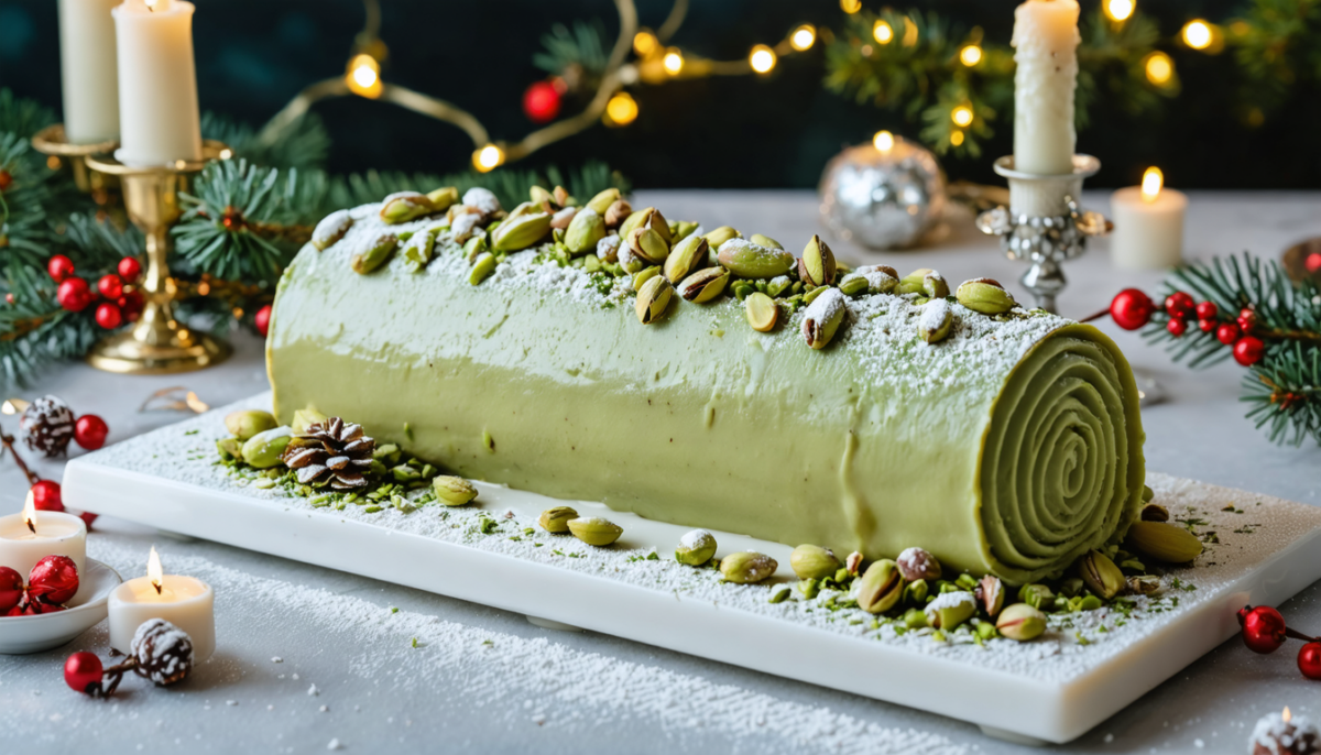 découvrez notre recette rapide et gourmande de bûche de noël à la pistache sans cuisson, parfaite pour des fêtes savoureuses et faciles à préparer.