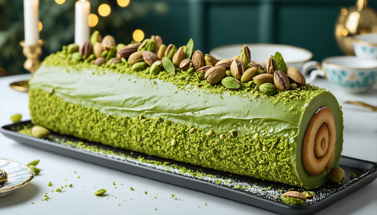 découvrez notre recette rapide et gourmande de bûche de noël à la pistache sans cuisson, parfaite pour des fêtes savoureuses et faciles à préparer.