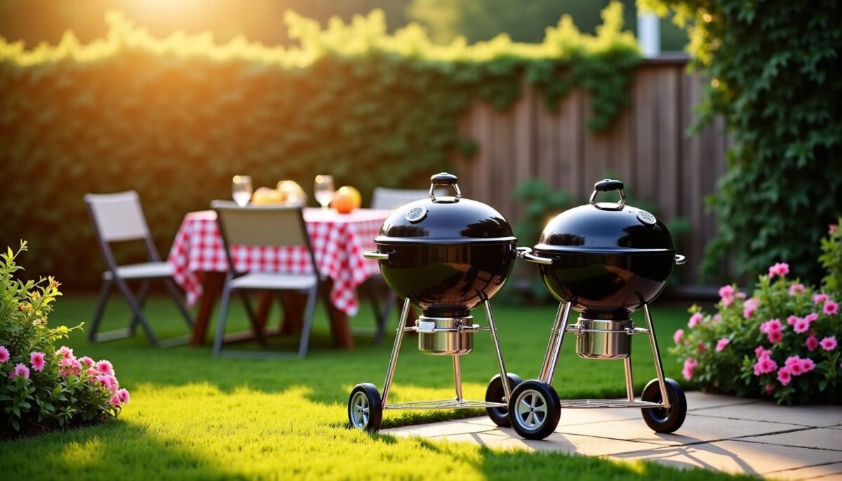 Découvrez les barbecues Weber à charbon : modèles Master-Touch GBS E-5750 et Original Kettle E-4710 pour des grillades parfaites