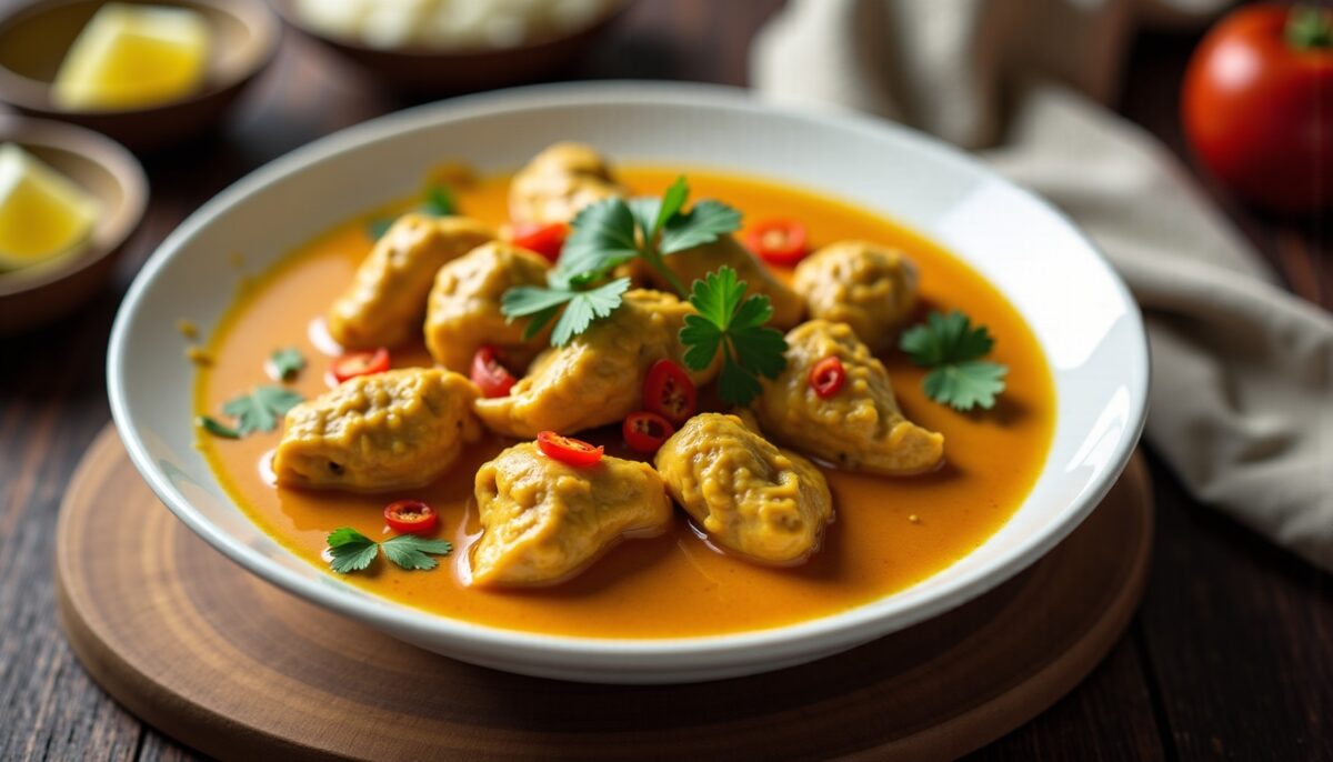 Comment préparer un savoureux poulet au curry et lait de coco